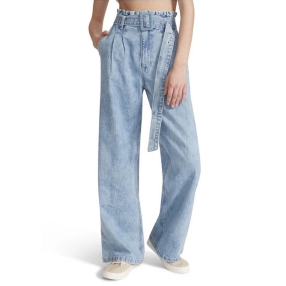 Madden Girl Jeans High Waist Wide Leg Light Blue Denim Lovestory Women’s Size 30